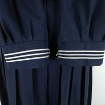 1円 セーラー服 スカート スカーフ 上下3点セット 160A 冬物 白3本線 女子 学生服 中学 高校 紺 制服 中古 ランクC NA1543_画像4