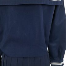 1円 セーラー服 スカート スカーフ 上下3点セット 大きいサイズ 冬物 白3本線 女子 学生服 高知香我美中学 紺 制服 中古 ランクC NA1816_画像5