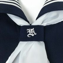 1円 セーラー服 スカート スカーフ 上下3点セット 大きいサイズ 冬物 白3本線 女子 学生服 高知香我美中学 紺 制服 中古 ランクC NA1816_画像7