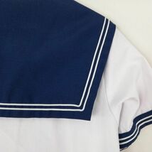 1円 セーラー服 スカート 紐タイ 上下3点セット 155A トンボ 夏物 白2本線 女子 学生服 長崎大村中学 白 制服 中古 ランク:C EY3231_画像3