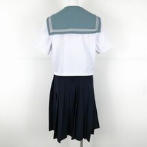 1円 セーラー服 スカート ネクタイ 上下3点セット 大きいサイズ カンコー 夏物 白3本線 女子 学生服 中学 高校 白 中古 ランクC NA2665_画像2