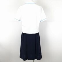 1円 ブラウス スカート 紐タイ 上下3点セット L 大きいサイズ トンボ 夏物 女子 学生服 兵庫姫路商業高校 白 制服 中古 ランクC NA1574_画像2