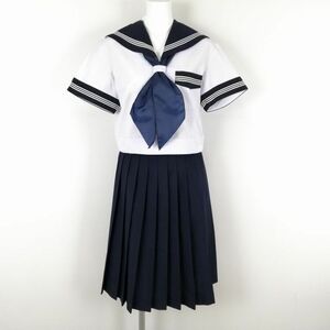 1 jpy sailor suit skirt scarf top and bottom 3 point set summer thing white 3ps.@ line woman school uniform middle . high school white uniform used rank C NA2655