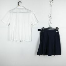 1円 ブラウス スカート 紐タイ 上下3点セット M 夏物 女子 学生服 兵庫播磨高校 白 制服 中古 ランク:C EY4806_画像2