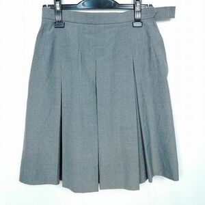 1円 スクールスカート 夏物 w66-丈53 グレー 中学 高校 プリーツ 学生服 制服 女子 中古 HK6755