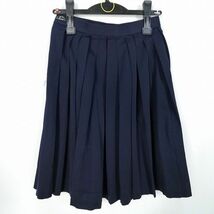 1円 スクールスカート 冬物 w61-丈54 紺 静岡掛川西高校 プリーツ 学生服 制服 女子 中古 HK6873_画像2