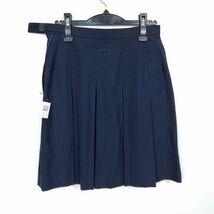 1円 スクールスカート 夏物 w69-丈50 紺 中学 高校 プリーツ 学生服 制服 女子 中古 HK6790_画像2