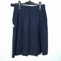 1円 スクールスカート 夏物 w69-丈58 紺 中学 高校 プリーツ 学生服 制服 女子 中古 HK6791_画像2