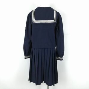 1円 セーラー服 スカート 上下3点セット 大きいサイズ 冬物 白3本線 女子 学生服 東京共立女子中学高校 紺 制服 中古 ランクC NA0870の画像2