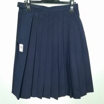 1円 スクールスカート 夏物 w69-丈61 紺 中学 高校 プリーツ 学生服 制服 女子 中古 IN5926_画像2