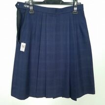 1円 スクールスカート 大きいサイズ 冬物 w72-丈56 チェック 中学 高校 プリーツ 学生服 制服 女子 中古 IN5914_画像2