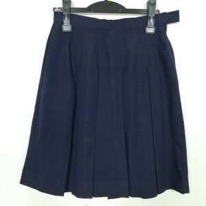 1円 スクールスカート 冬物 w69-丈56 花紺 埼玉岩槻高校 プリーツ 学生服 制服 女子 中古 IN5835