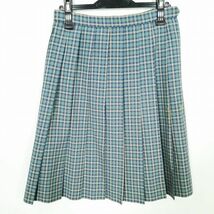 1円 スクールスカート 夏物 w63-丈59 チェック 中学 高校 プリーツ 学生服 制服 女子 中古 IN5896_画像1