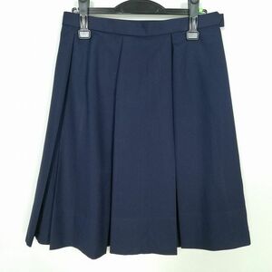 1円 スクールスカート 冬物 w66-丈58 紺 中学 高校 プリーツ 学生服 制服 女子 中古 IN5843