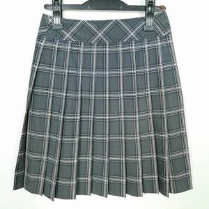 1円 スクールスカート 夏物 w60-丈50 チェック 東京実践女子学園中学高校 プリーツ 学生服 制服 女子 中古 IN5945