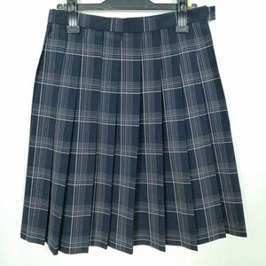 1円 スクールスカート 夏物 w69-丈55 チェック 中学 高校 プリーツ 学生服 制服 女子 中古 IN5951