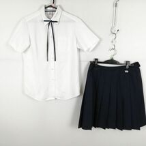 1円 ブラウス スカート 上下3点セット 大きいサイズ カンコー 夏物 女子 学生服 大阪門真なみはや高校 白 制服 中古 ランク:B EY5298_画像1