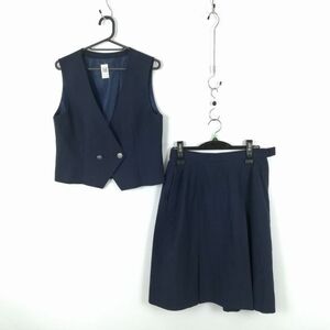 1円 ベスト スカート 上下2点セット 夏物 女子 学生服 東京日野第四中学 紺 制服 中古 ランク:C EY3168