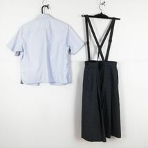 1円 ブラウス チェックスカート 上下2点セット 大きいサイズ カンコー 夏物 女子 学生服 中学 高校 水色 制服 中古 ランク:C EY5725_画像2