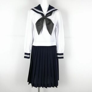 1 jpy sailor suit skirt scarf top and bottom 3 point set interim clothes white 2 ps line woman school uniform middle . high school white uniform used rank C NA0941