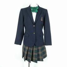 1円 ブレザー ミニスカート リボン 上下4点セット 富士ヨット 冬物 女子 学生服 兵庫川西明峰高校 紺 制服 中古 ランクC NA2002_画像1