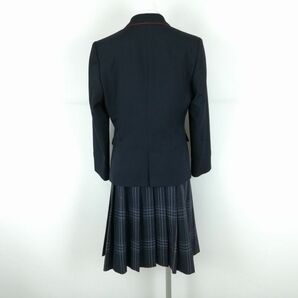 1円 ブレザー チェックスカート 紐タイ 上下4点セット トンボ 冬物 女子 学生服 神奈川英理女子学院高校 紺 制服 中古 ランクC NA2240の画像2