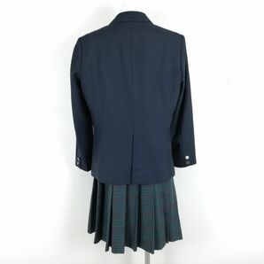 1円 ブレザー チェックスカート リボン 上下4点セット 指定 大きいサイズ 冬物 女子 学生服 高知伊野商業高校 紺 制服 中古 ランクC NA2108の画像2