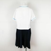 1円 ブラウス スカート 紐タイ 上下3点セット L 大きいサイズ トンボ 夏物 女子 学生服 兵庫姫路商業高校 白 制服 中古 ランクC NA1909_画像2