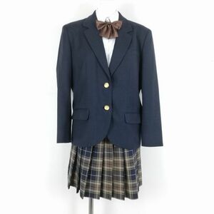 1円 ブレザー ミニスカート リボン 上下4点セット 指定 M 大きいサイズ 冬物 女子 学生服 東京昭和高校 紺 制服 中古 ランクC NA2288