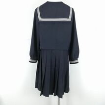 1円 セーラー服 スカート スカーフ 上下3点セット 大きいサイズ トンボ 冬物 白3本線 女子 学生服 中学 高校 紺 制服 中古 ランクC NA1901_画像2