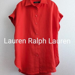 【良品】RALPH LAUREN　リネン100赤　ドルマンスリーブシャツ