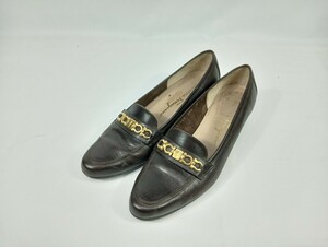 Ferragamo パンプス ブラウン 革靴 レザー ローファー