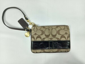 COACH コーチ キャンバス レザー ポーチ アクセサリーポーチ 小物入れ ミニバッグ