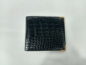 ALFRED DUNHILL ダンヒル 二つ折り財布 レザー ブラック 黒 クロコ 型押し(?) クロコダイル