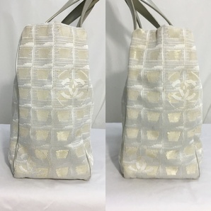 中古 シャネル バッグ CHANEL ニュートラベルライン A20457 トートPM トートバッグ ナイロンジャガード シルバー系 146816の画像4