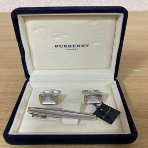 BURBERRY バーバリー アクセサリー シルバー メンズ ビジネス ネクタイピン カフスボタン 重量 約22.6g 未使用品 4 シ 5713の画像1