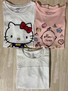 キッズ 半袖Tシャツ 130cm 3点セット ユニクロ キティ ikka kids 西松屋