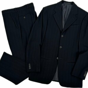 ARMANI COLLEZIONI アルマーニ ストレッチ ウール シングル 3B ノータック スーツ セットアップ 通年素材 46/M 黒 ポルトガル製 国内正規品の画像1