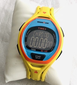 TIMEX IRONMAN 150 running clock TAP SCREEN TRIATHLON SLEEK America brand liking also 30 anniversary indiglo yellow colorful 