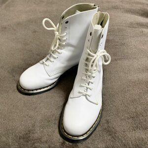 新品同様 送料無料◆Y's × Dr.Martens 10ホール UK8 ワイズ ドクターマーチン バックジップ ブーツ ホワイト