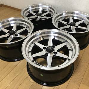 旧車 改造車 暴走族 街道レーサー 15×8J/＋20/PCD100 新品ホイール４本セット 深リム ロードスター他カスタム車にの画像2