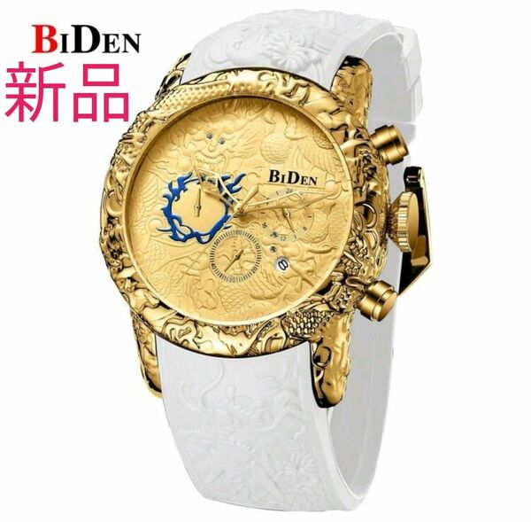 ★■ 新品 BIDEN メンズ 腕時計 ドラゴン クロノグラフ