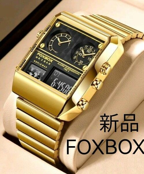 ★■ 新品 FOXBOX メンズ 腕時計 デジアナ