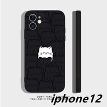 iphone12ケース カーバー TPU かわいい　ねご　お洒落　　軽量 耐衝撃 　 ブラック_画像1