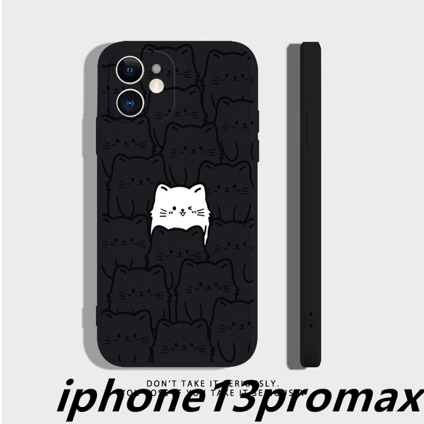 iphone13promaxケース カーバー TPU かわいい　ねご　お洒落　　軽量 耐衝撃 　 ブラック