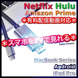 タイプC 変換 HDMI ケーブル GALAXY iPadPro iPhone15 スマホ テレビ 接続 Netflix 対応