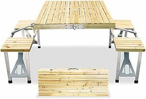  アウトドアテーブルチェアセット 木製 一体式 アウトドアテーブル 折り畳み コンパクト テーブル チェア バルコニー アウトドア