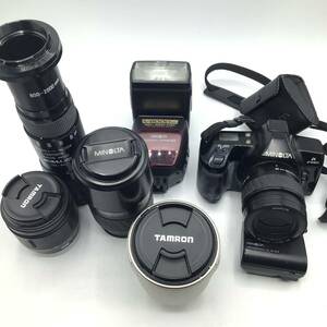 【10191】ミノルタ minolta フィルムカメラ α3700i　ジャンク品＋α　おまとめセット　カメラ　レンズ　フラッシュ Tamron タムロン他