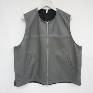 【1円】良好 国内正規 CCU シーシーユー V-06-SHEEP NOAH SPORTS VEST シープスキン レザーベスト 定価57200円 GREY グレー 1