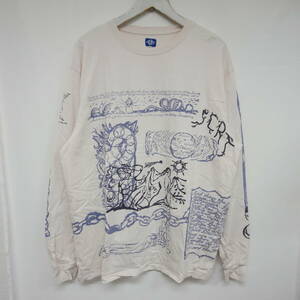 【1円】良好 SCRT 22SS Living Creatures Longsleeve L/S T-Shirt グラフィティプリントTシャツ ポルトガル Rose Stone ローズストーン XL